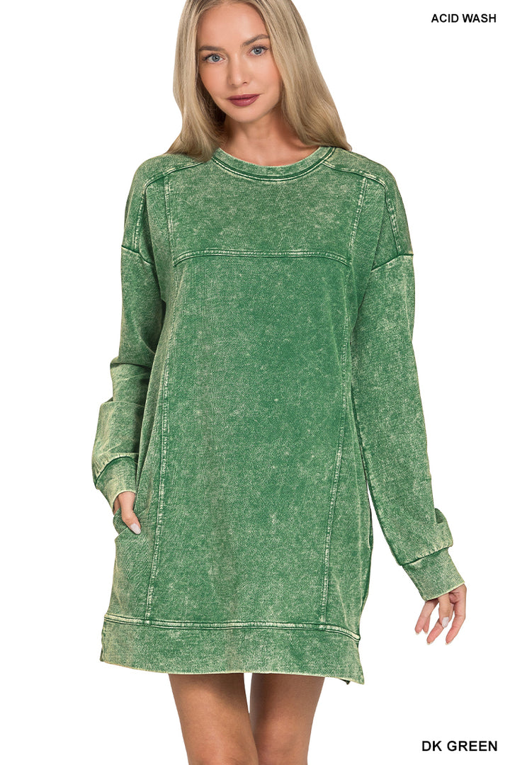 Acid Wash Fall Dress- Zenana