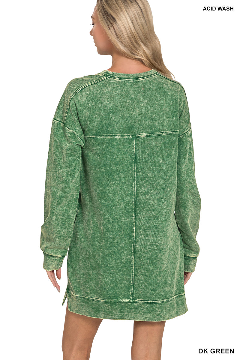 Acid Wash Fall Dress- Zenana
