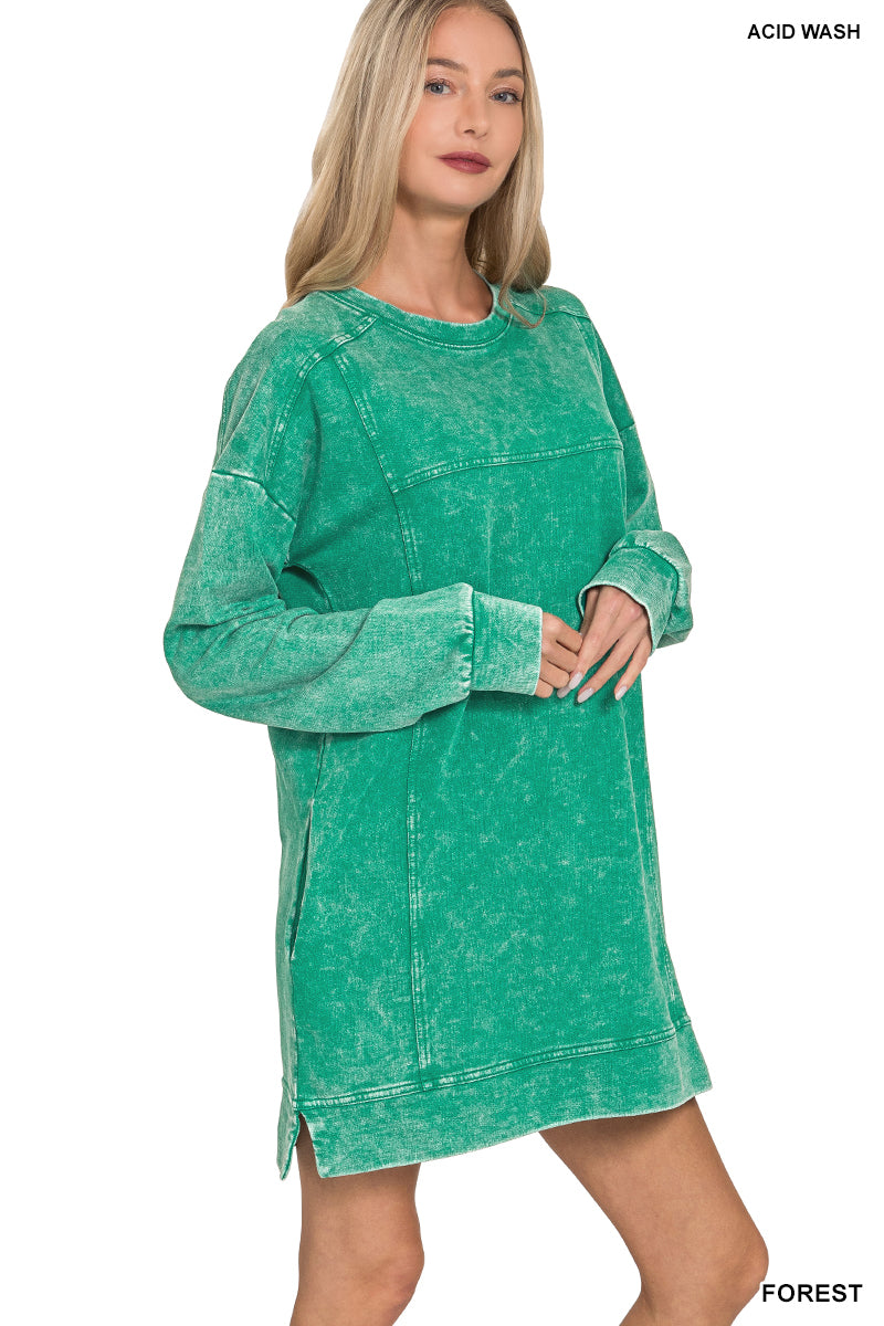 Acid Wash Fall Dress- Zenana