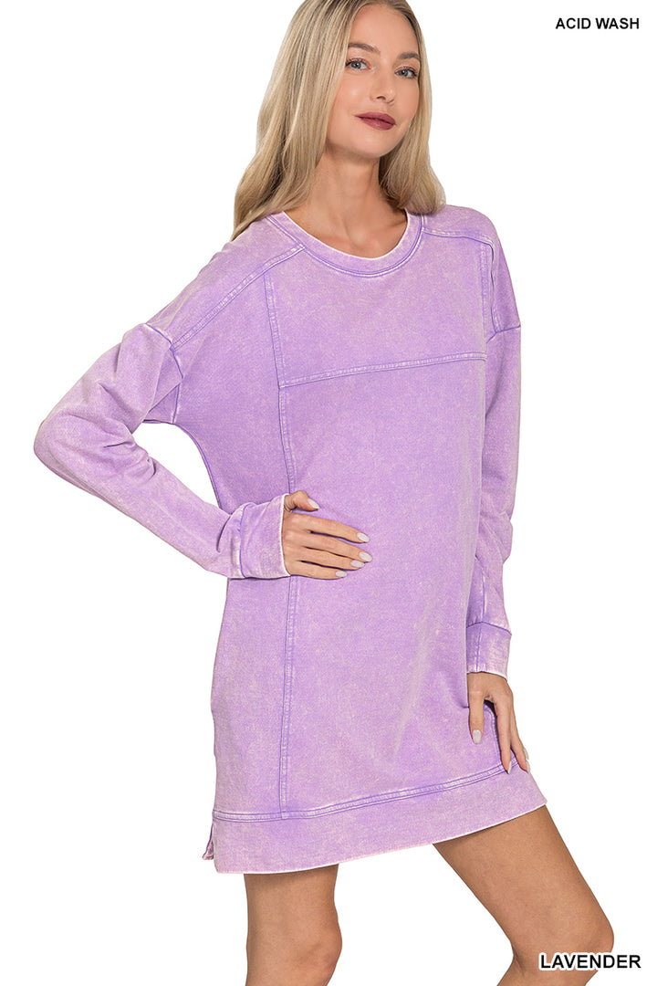 Acid Wash Fall Dress- Zenana