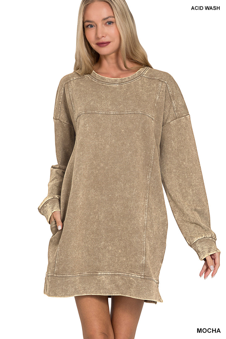 Acid Wash Fall Dress- Zenana