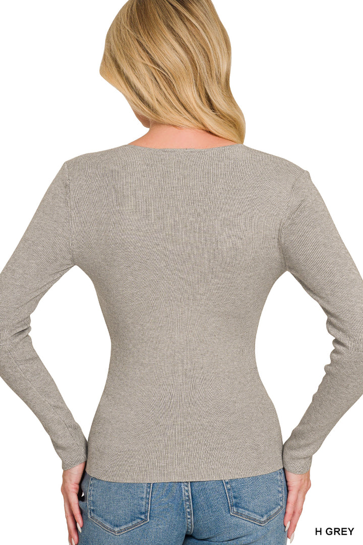 Viscose Fitted V-Neck Sweater