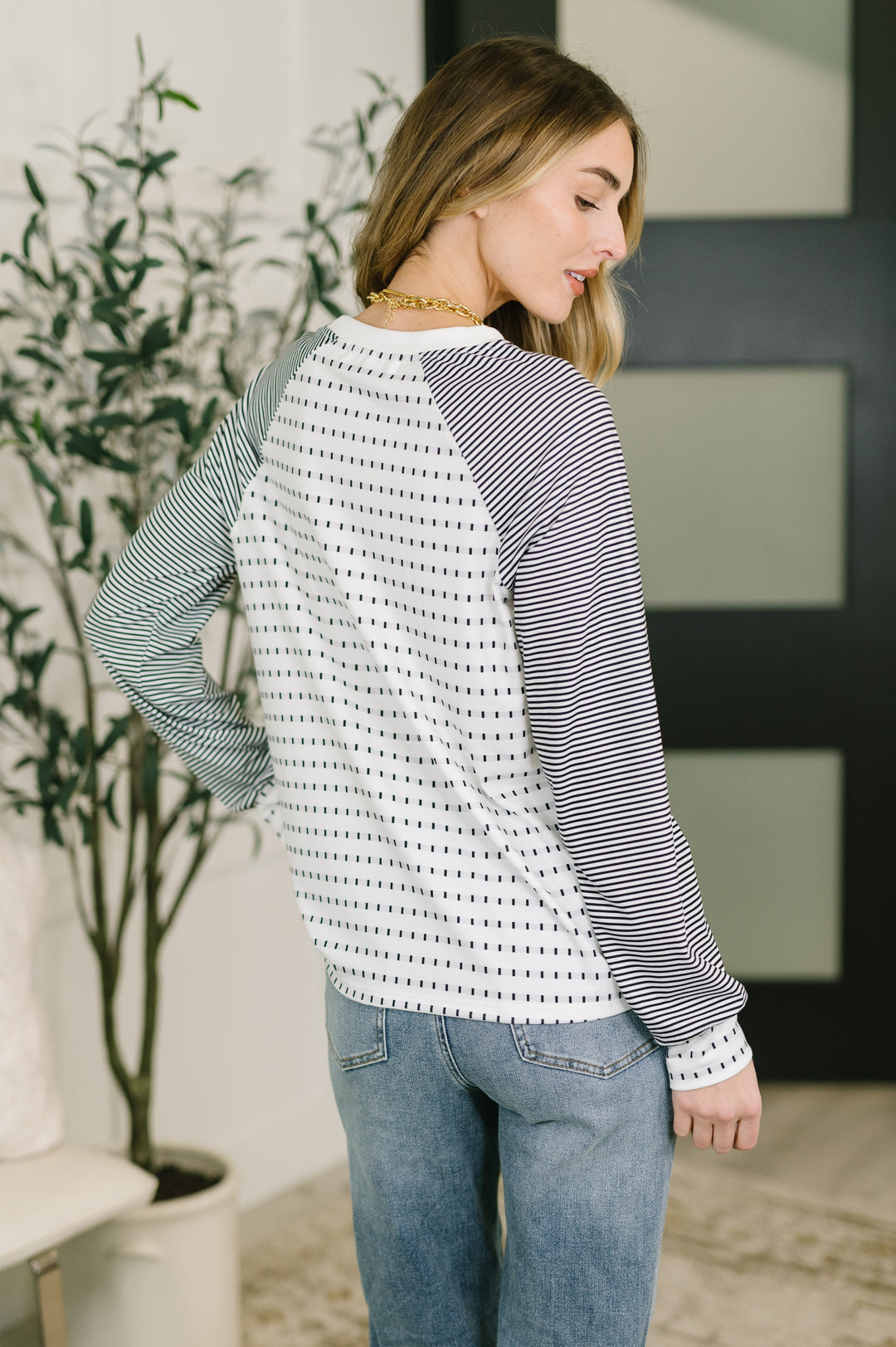 That's What I Like Raglan Patchwork Long Sleeve Top