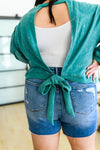 Tied Up In Cuteness Mineral Wash Sweater in Teal - OW *FINAL SALE*