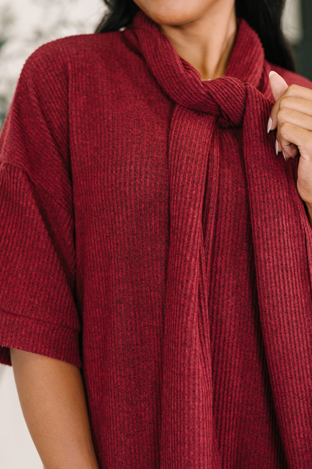 Wine Ribbed Knit Texture Travel Envy Ribbed Knit Dress in Wine – Orchard Way