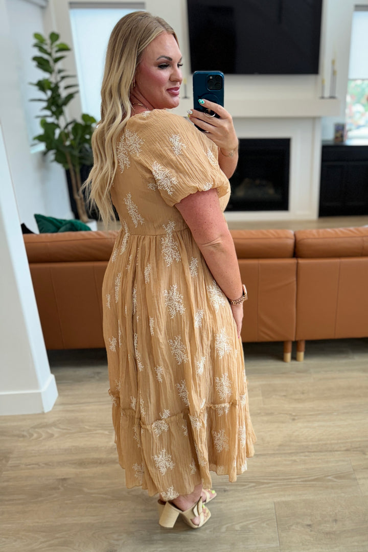 Trusting My Intuition Balloon Sleeve Dress in Camel