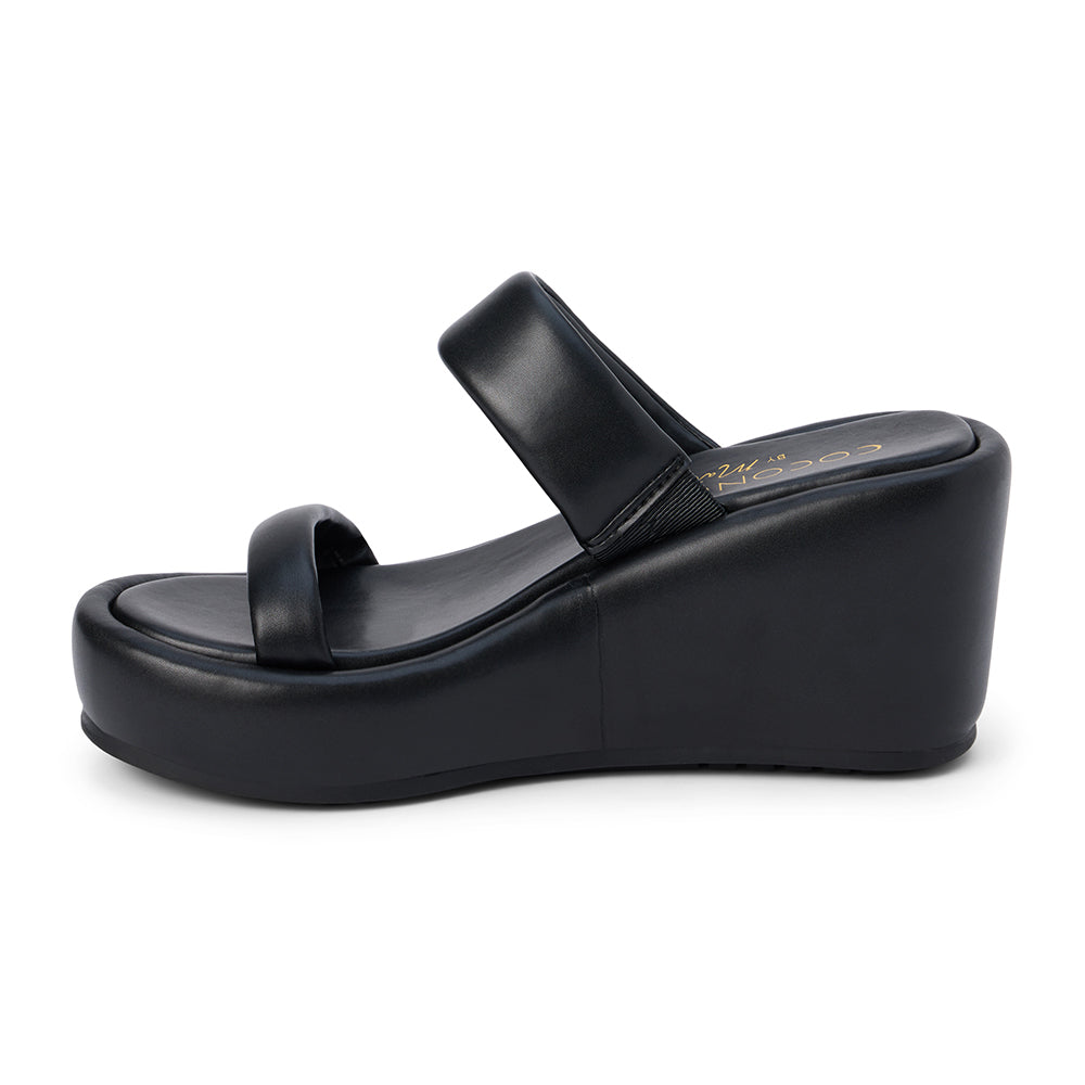 Unique Wedge Sandal in Black