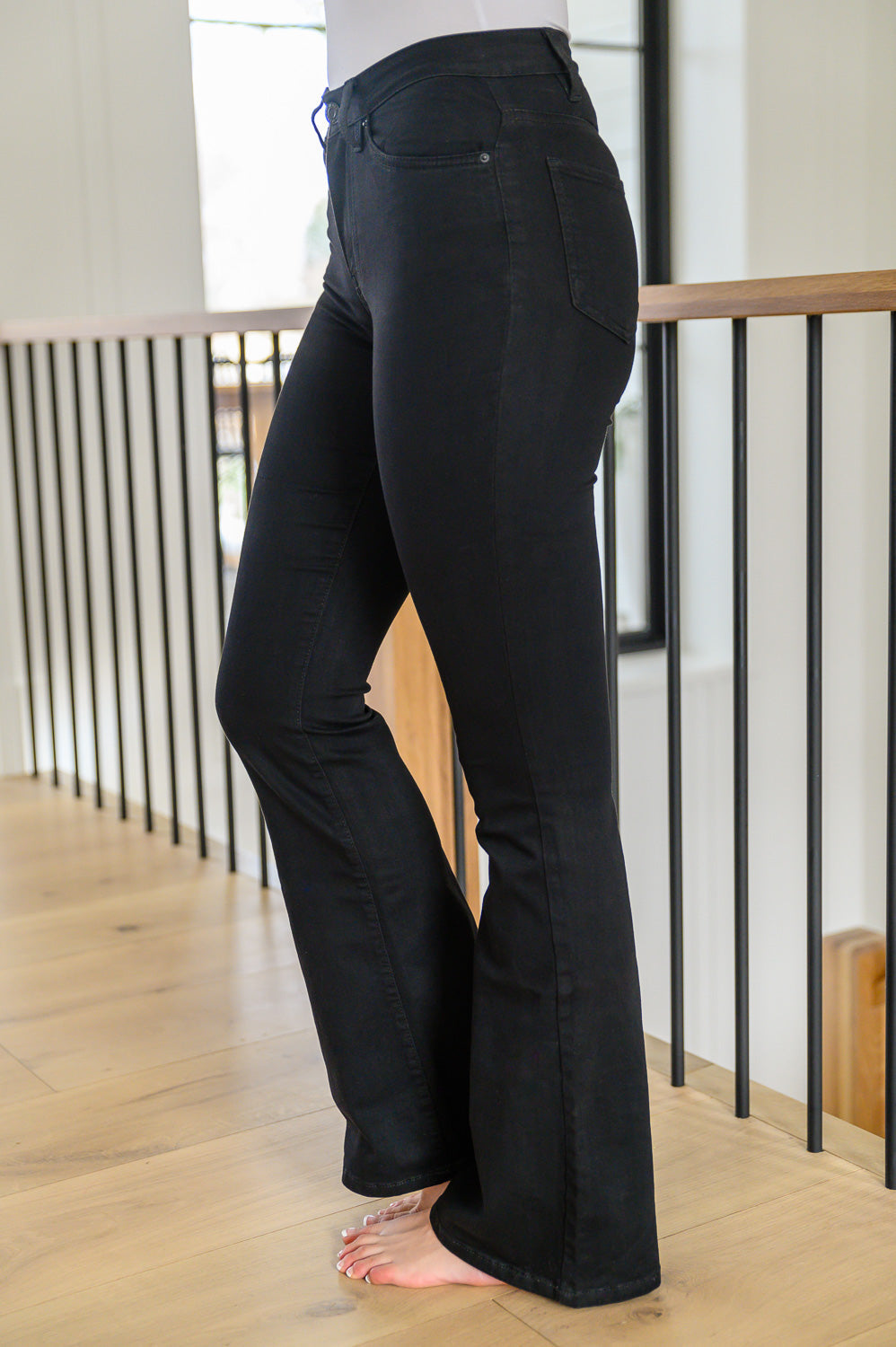 YMI JEANSWEAR Walking in Berlin High Rise Flare Jeans in Black - OW *FINAL SALE*