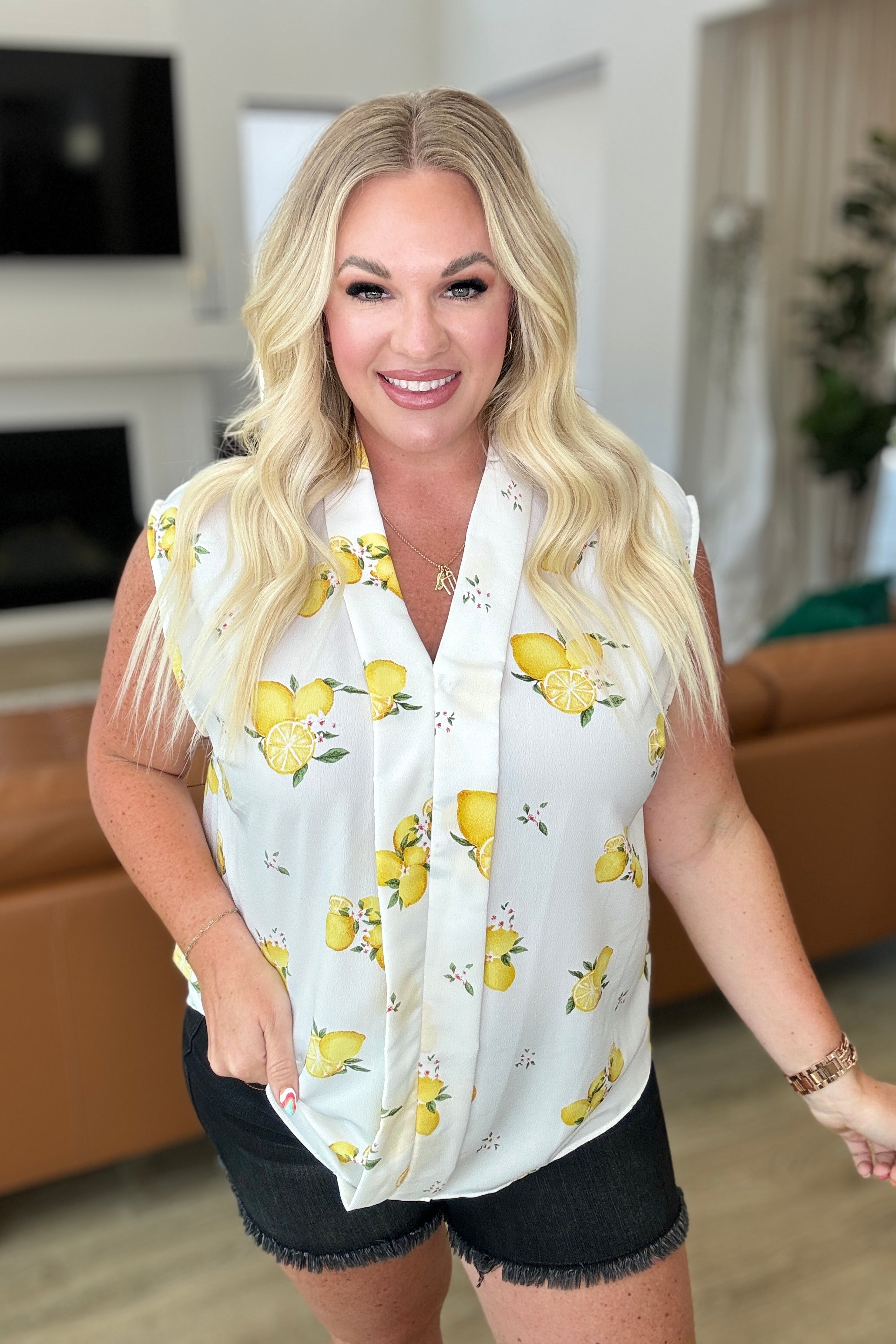 white blouse with yellow flowers