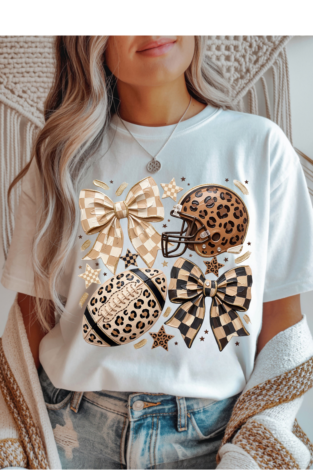 Leopard Checkered Football Graphic Tee