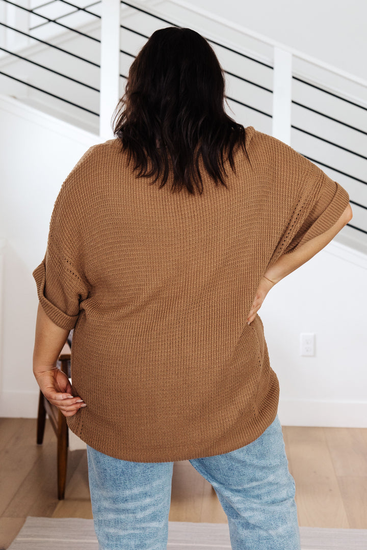 Wonder Why V-Neck Short Sleeve Sweater - OW *FINAL SALE*