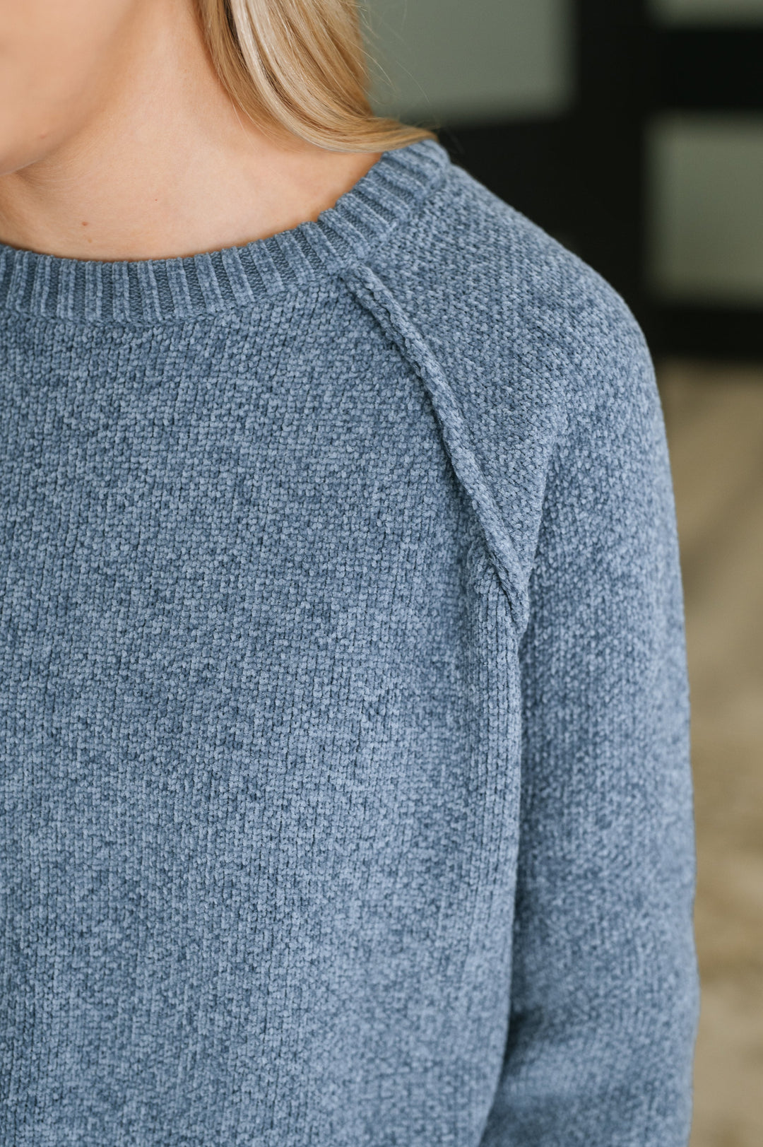 Words Of Wisdom Raglan Sleeve Sweater in Dusty Blue