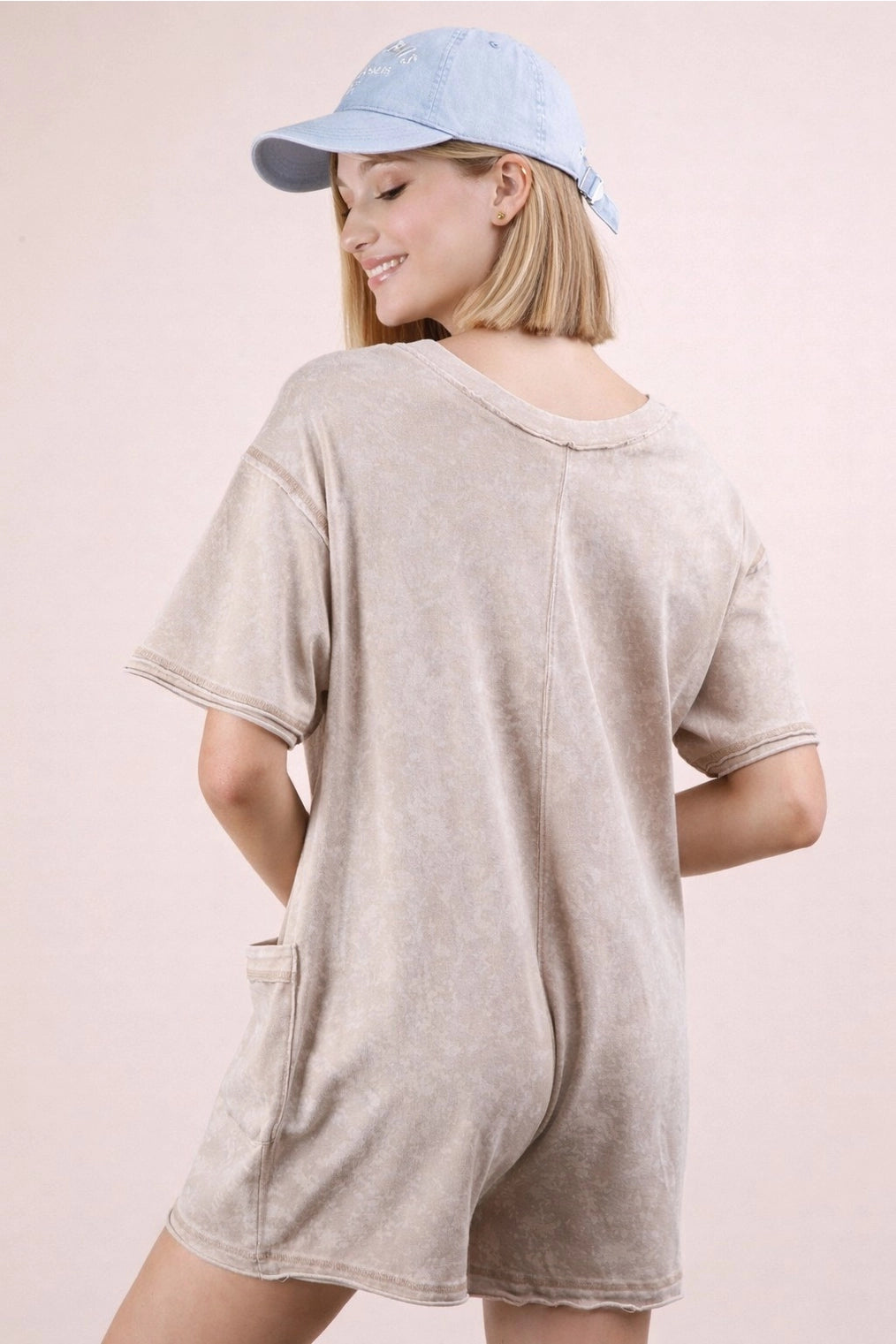 Oversized Romper- Acid Wash