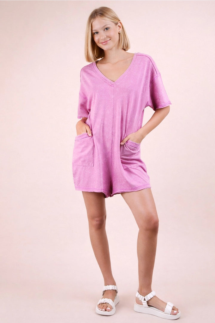 Oversized Romper- Acid Wash