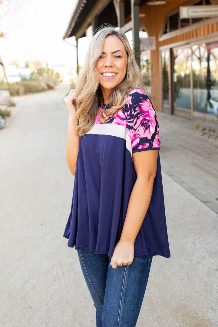 Midnight Rose Colorblock Top - OW *FINAL SALE*