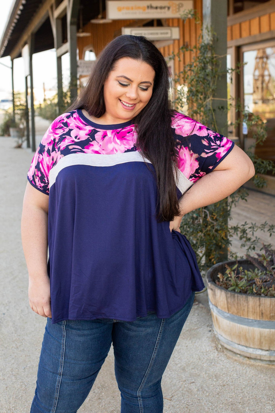 Midnight Rose Colorblock Top - OW *FINAL SALE*