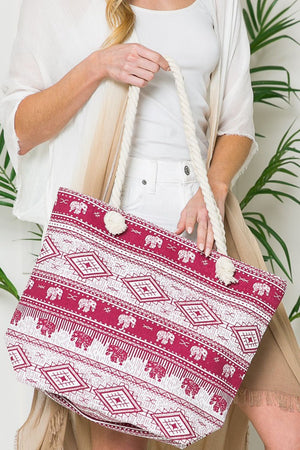 Justin Taylor Printed Tote with Rope Handles