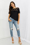 Culture Code Ready To Go Full Size Lace Embroidered Top in Black