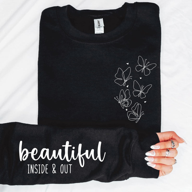 Beautiful Inside & Out With Sleeve Accent Sweatshirt