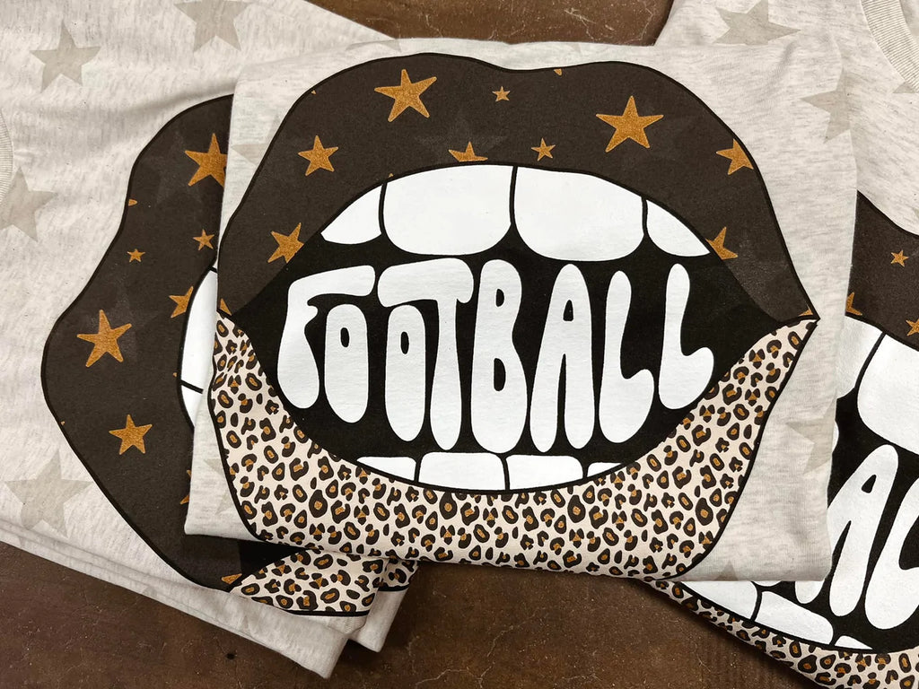 Football Stars & Leopard Lips Graphic Tee
