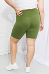 Zenana Fearless Full Size Brushed Biker Shorts in Olive