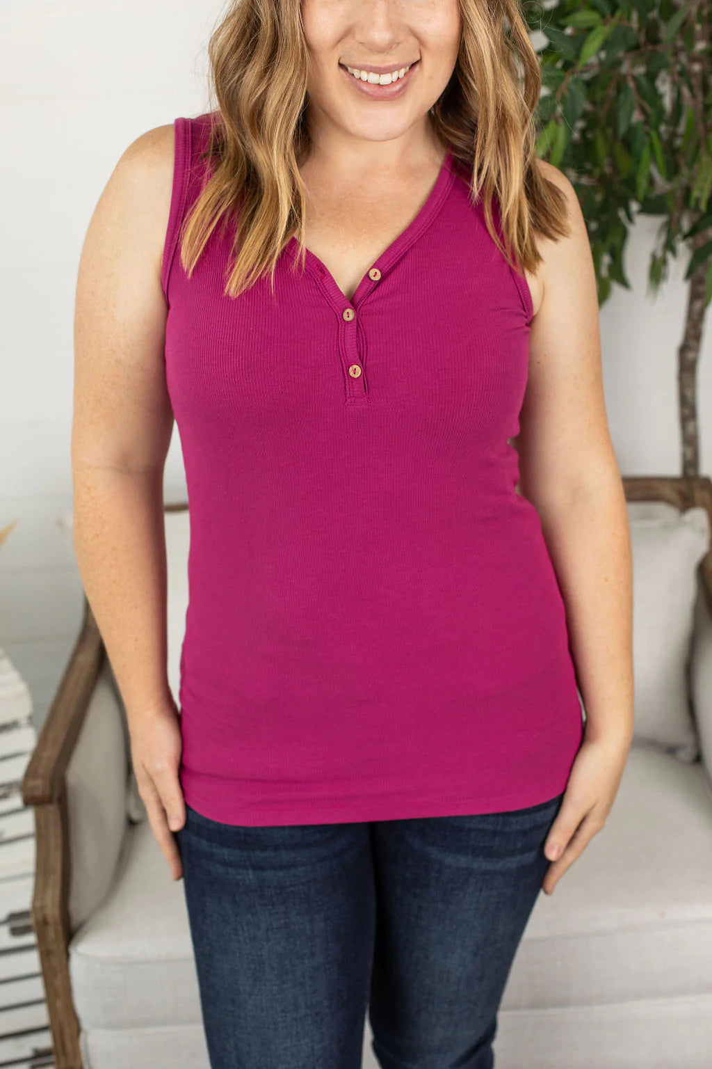 IN STOCK Addison Henley Tank - Berry