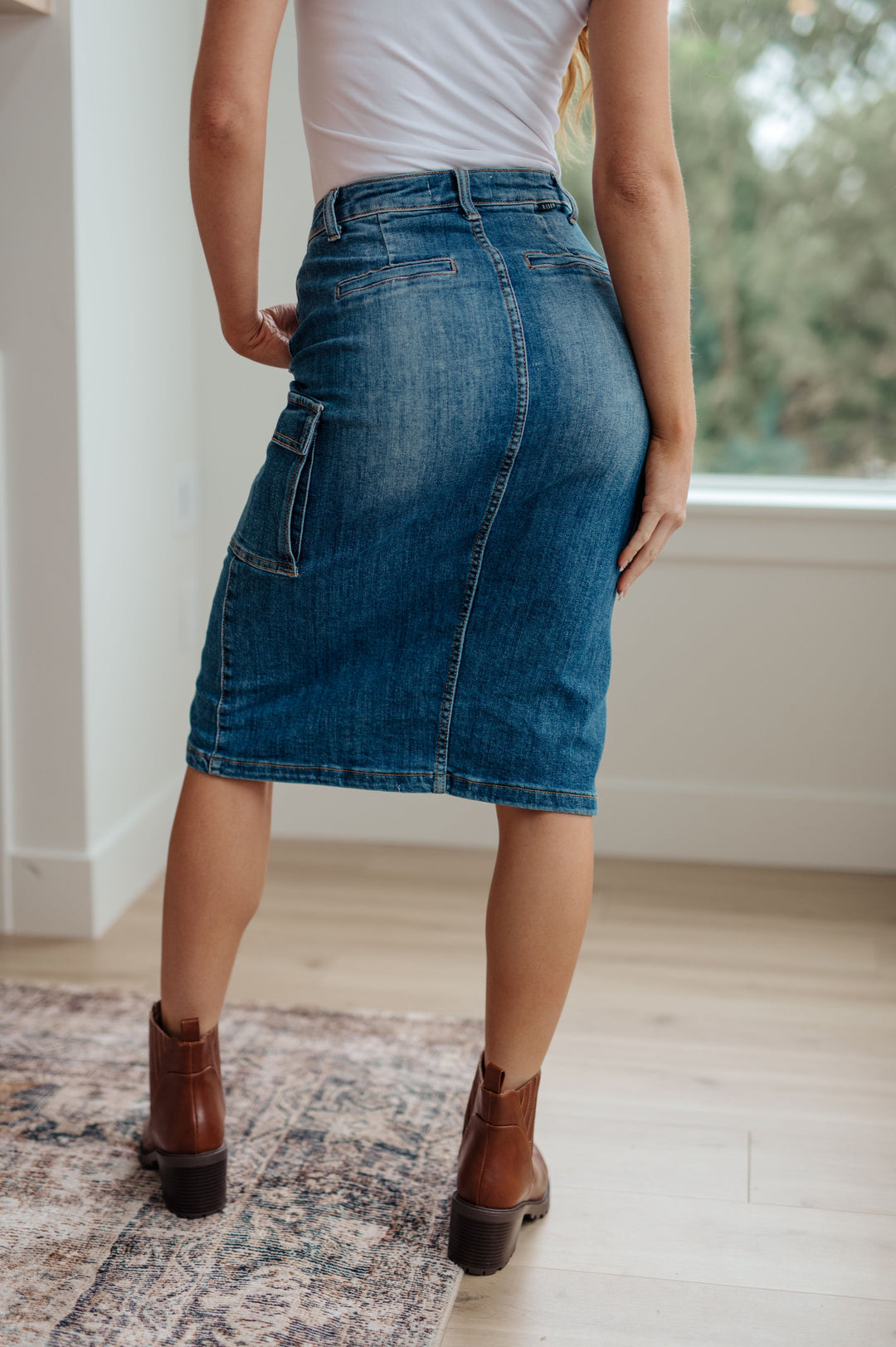 Always Be There Cargo Denim Skirt By Risen