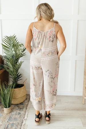 Boho Taupe Floral Jumpsuit OW