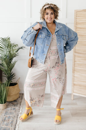 Boho Taupe Floral Jumpsuit OW