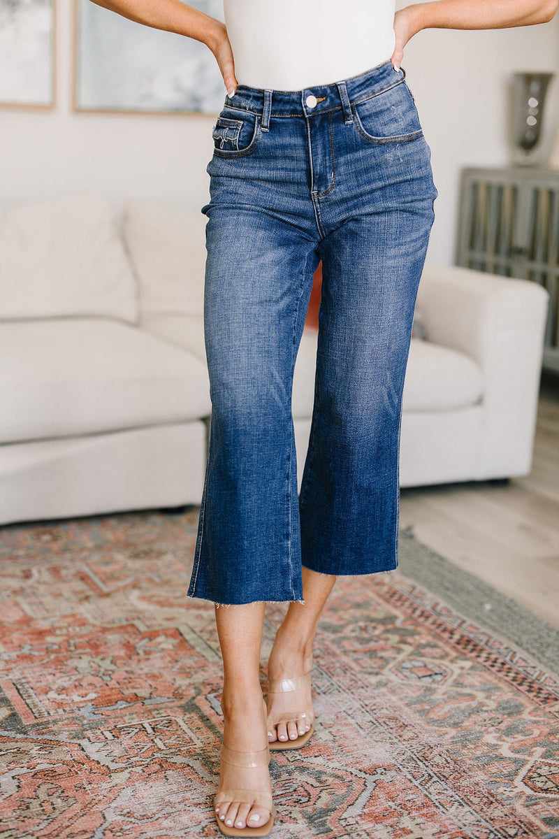 Hayes High Rise Wide Leg Crop Judy Blue Jeans