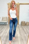 Charity Mid Rise Distressed Hem Bootcut Judy Blue Jeans