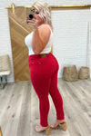 Ruby High Rise Tummy Control Garment Dyed Judy Blue Skinny Jeans in Red