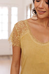 Lovely Lace Tee In Yellow- POL