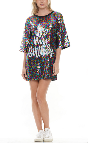 It's My Birthday Sequin Dress - Multicolor - OW *FINAL SALE*