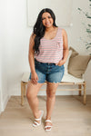 Stripe On All Summer Long Tank In Mauve