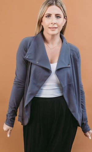 Janie Cowl Neck Asymmetric Jacket