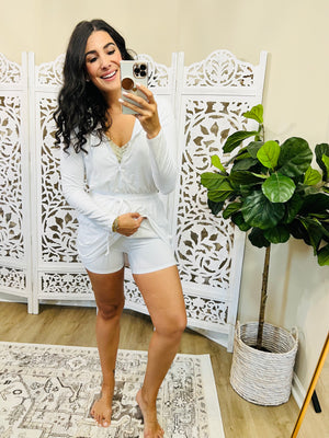 Getting Out Long Sleeve Hoodie Romper in White